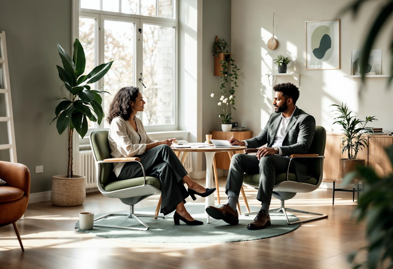 Beratungsgespräch zwischen Finanzexperten